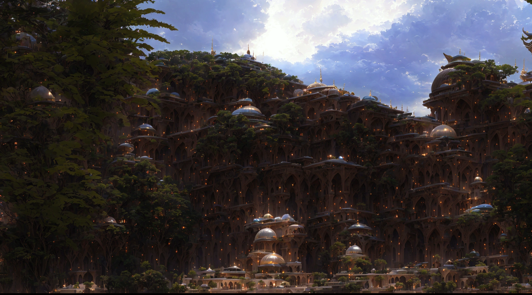 there is a big building with a green dome and a blue sky, Naboo, exterior of scifi temple, mosque, in a futuristic palace in the desert, cybermosque interior, cyberpunk mosque interior, moroccan mosque, Dome of Wonders, Rendering in the NVIDIA omniverse, pov rendering - lightning bolt, soft overhead lighting, render octae, Rendered in Unreal Engine 3