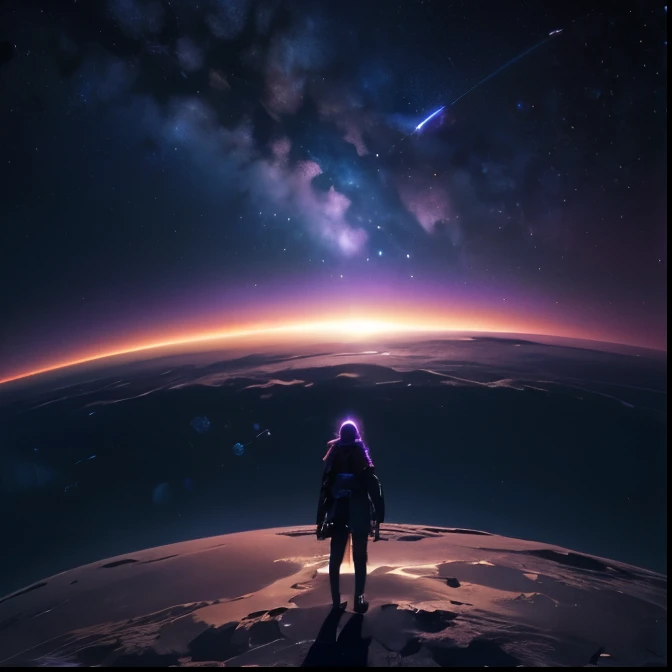 1girl, night sky, stars, small planets, expansive space scene, faded colors, (best quality,4k,8k,highres,masterpiece:1.2),ultra-detailed,(realistic,photorealistic,photo-realistic:1.37),cinematic lighting,dramatic lighting,vivid colors,fantasy,concept art, no person, no people, only scenery