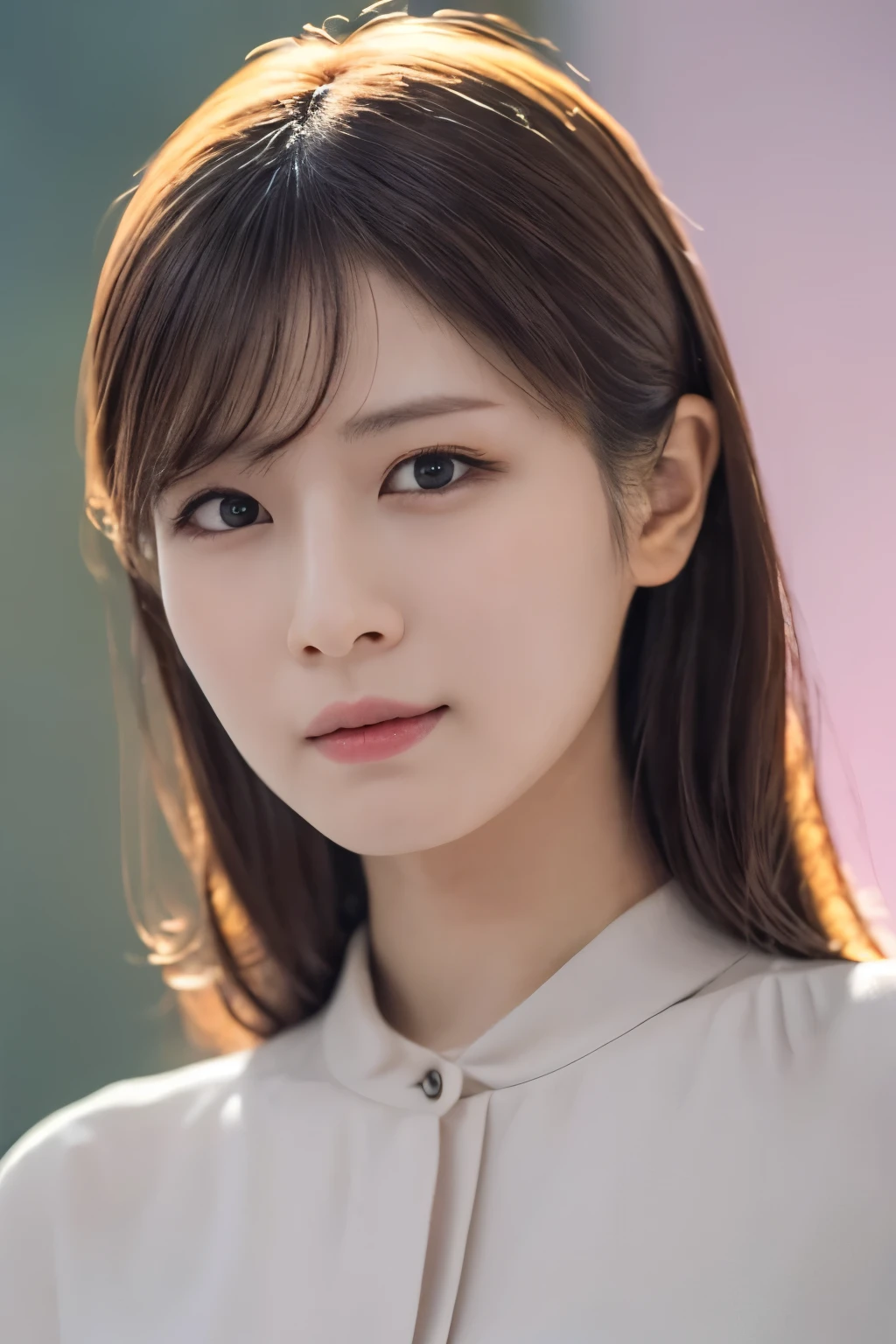 One Girl, (Dress casually, Pastel colored clothes:1.2), (Beautiful Japanese idol portrait photos),
(Simple background in light colors:1.3),
(RAW Photos, Highest quality), (Realistic, photo-Realistic:1.4), masterpiece, 8K Portrait,
Very delicate and beautiful, Very detailed, 2k wallpaper, wonderful, In detail, Very detailed CG unity 8k wallpaper, 
Very detailed, High resolution, 
Soft Light, Beautiful detailed girl, Very detailed eyes and face, Beautiful and sophisticated nose, Beautiful attention to detail,
Cinema Lighting, Perfect Anatomy, 
Slender body, Small breasts, Medium Hair, Bokeh, Dynamic Angle,