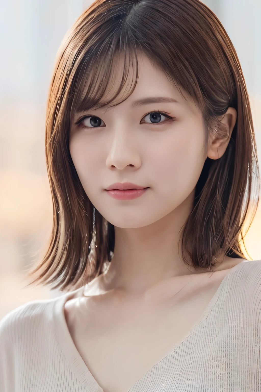 One Girl, (Dress casually, Pastel colored clothes:1.2), (Beautiful Japanese idol portrait photos),
(Simple background in light colors:1.3),
(RAW Photos, Highest quality), (Realistic, photo-Realistic:1.4), masterpiece, 8K Portrait,
Very delicate and beautiful, Very detailed, 2k wallpaper, wonderful, In detail, Very detailed CG unity 8k wallpaper, 
Very detailed, High resolution, 
Soft Light, Beautiful detailed girl, Very detailed eyes and face, Beautiful and sophisticated nose, Beautiful attention to detail,
Cinema Lighting, Perfect Anatomy, 
Slender body, Small breasts, Medium Hair, Bokeh, Dynamic Angle,