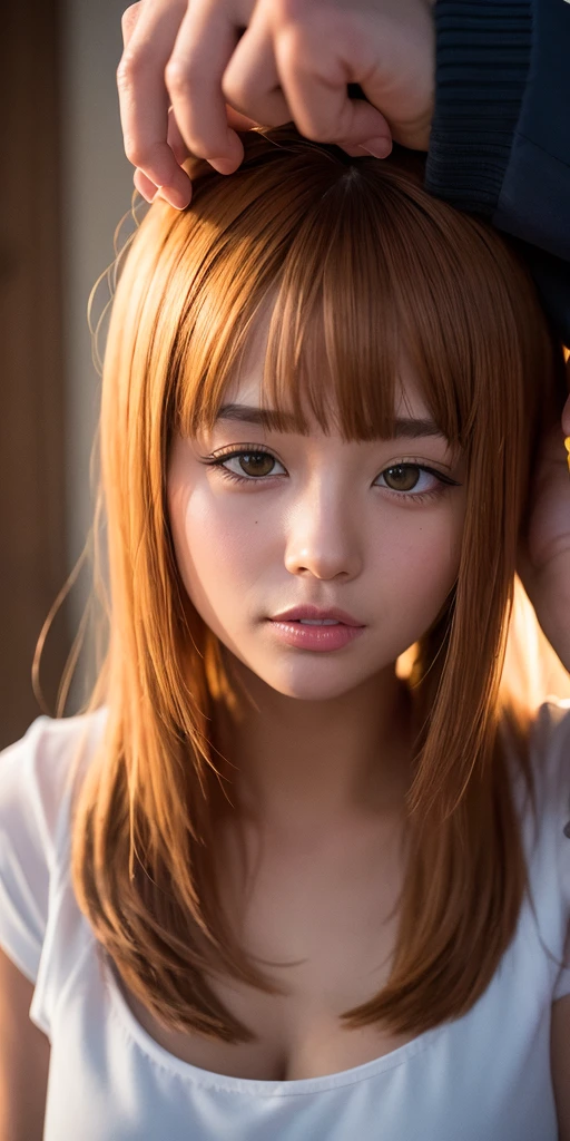 best quality ,head of'artwork, illustration, an extremely delicate and beautiful, extremely detailed ,CG ,Unit ,Background'8k screen,absurdists, huge file size,plan très large,soft lighting,contre_jour,Au bureau, 1fille,bare,sexly,Mignon,slight smile, Longhaire,side locks,lipstick,long cils,Beautiful detailed eyes,mediuml breasts,white dress,Camisole dress,Longues jambes,beautiful legs,heels,debout,tout le corps,photo of Fujifilm X-T3, cheveux blonds, blue eye,