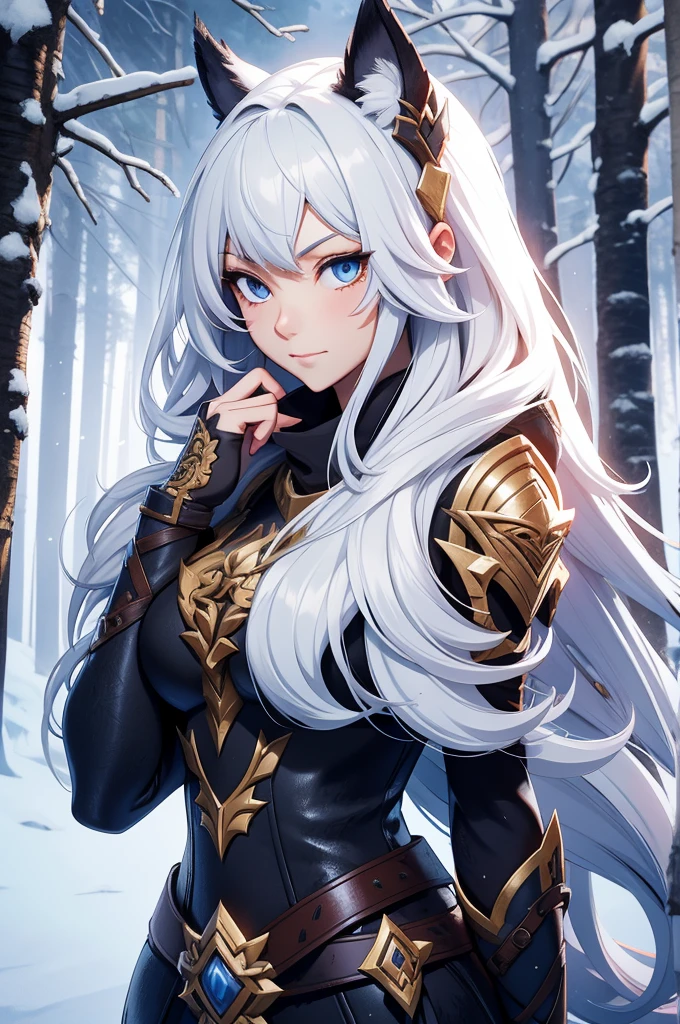 a woman with a sword and a wolf outfit in the snow, a very beautiful berserker woman, trending on artstation pixiv, detailed anime character art, clean detailed anime art, detailed anime artwork, forest hunter lady, extremely detailed artgerm, detailed anime art, detailed digital anime art, goddess of the hunt, anime character art, kawacy, female anime character