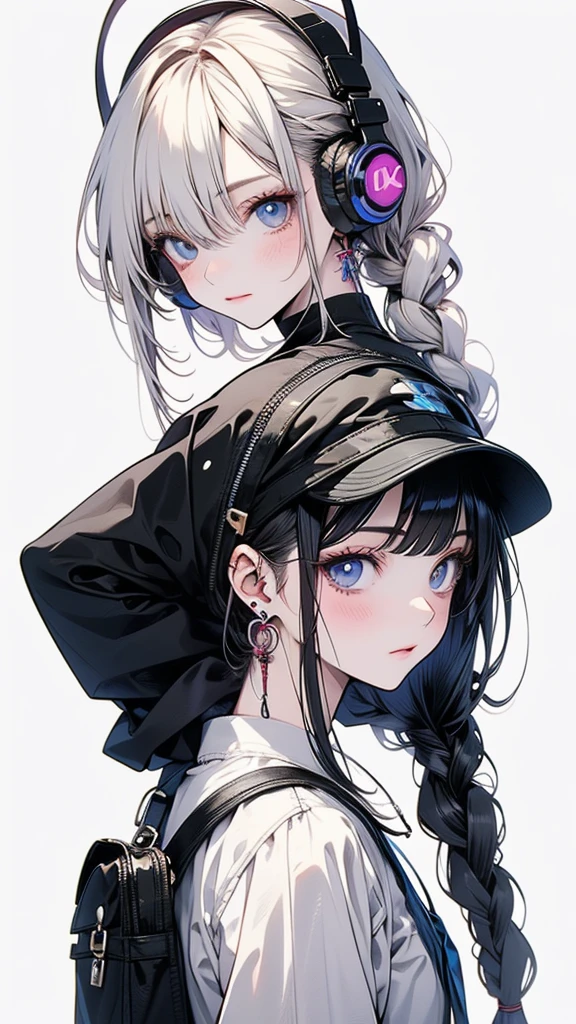Anime girl with headphones and backpack looking at cell phone, Anime Style 4 k, (Very delicate and beautiful face), (Beautiful eyes in every detail), Digital anime art, Nightcore, Digital anime illustration, Anime Styled digital art, anime art wallpaper 4k, anime art wallpaper 4k, Anime art style, Anime digital art, Anime Style artwork, Anime Style. 8k, detailed Digital anime art