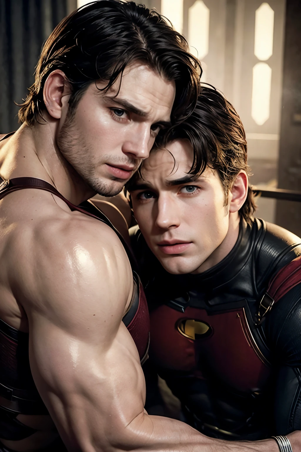 Henry cavill besando a Chris Evans
