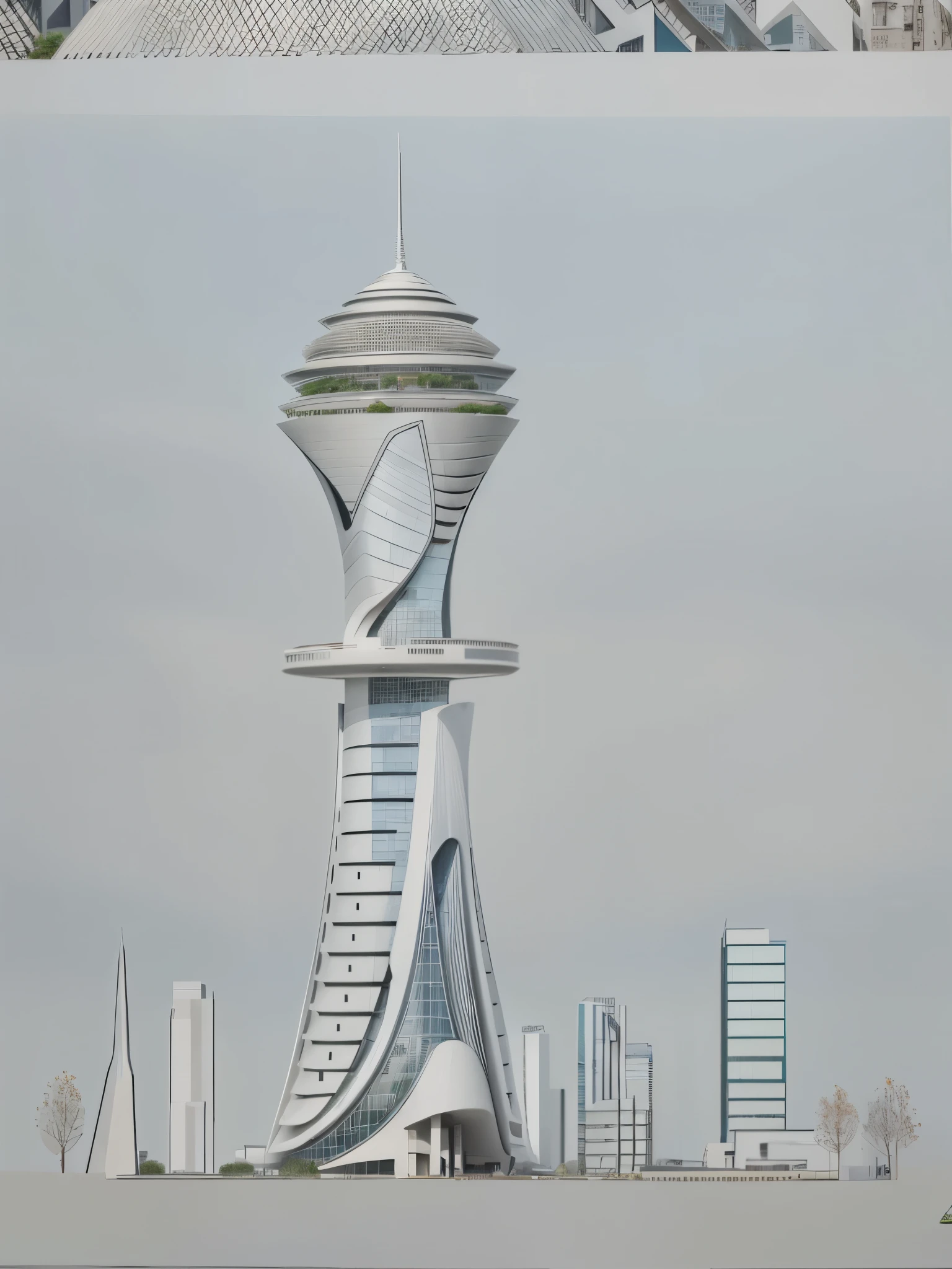 detailed building design, it is surrounded by green park
