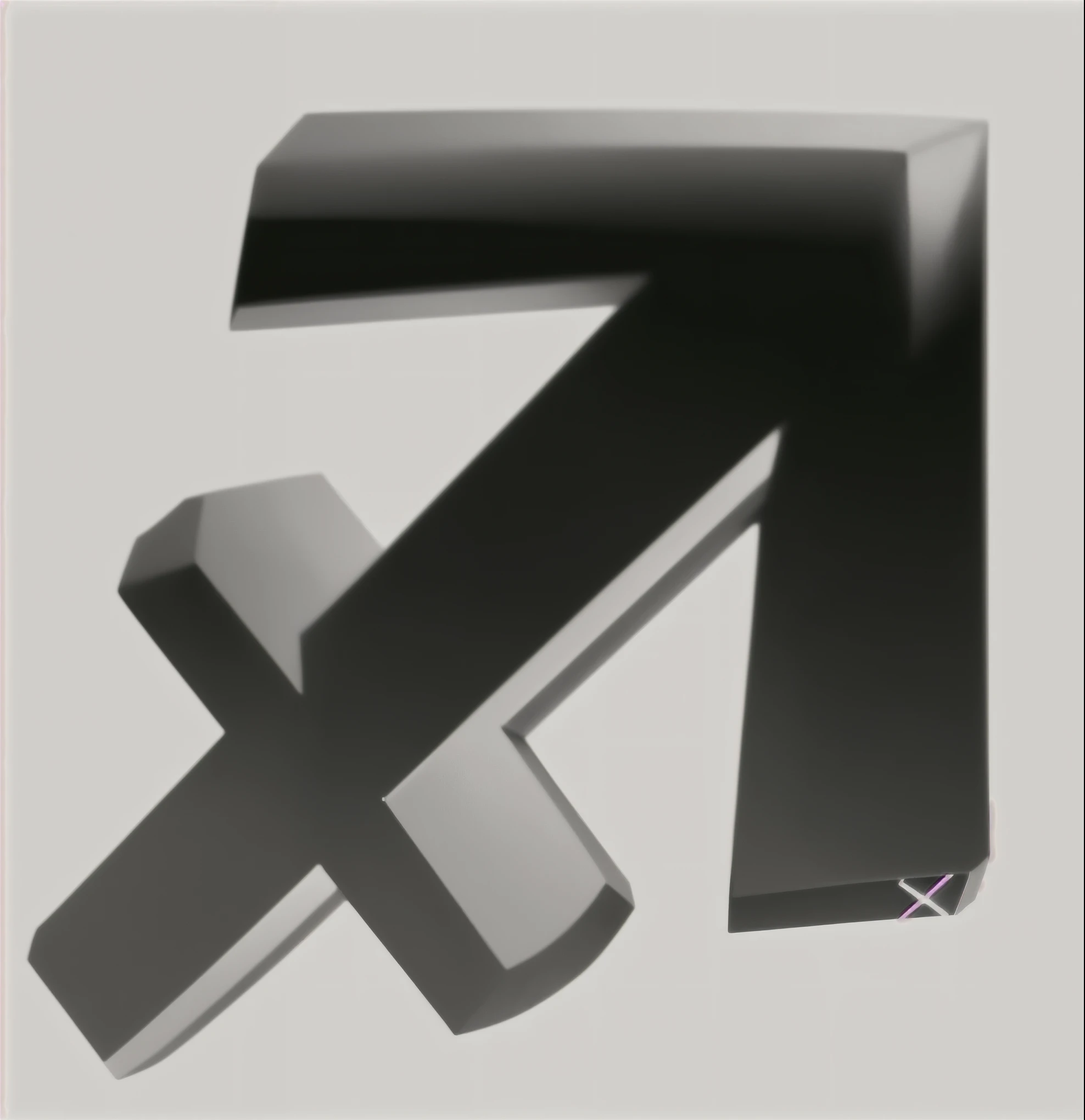 stylized amoorth sagittarius zodiac sign, 3D CG, reflective glossy black metal, remove gradient on the lower side, increase contrast, smooth surface, simple shapes, remove white haze gradient, (soft rounded edges), (bevel)