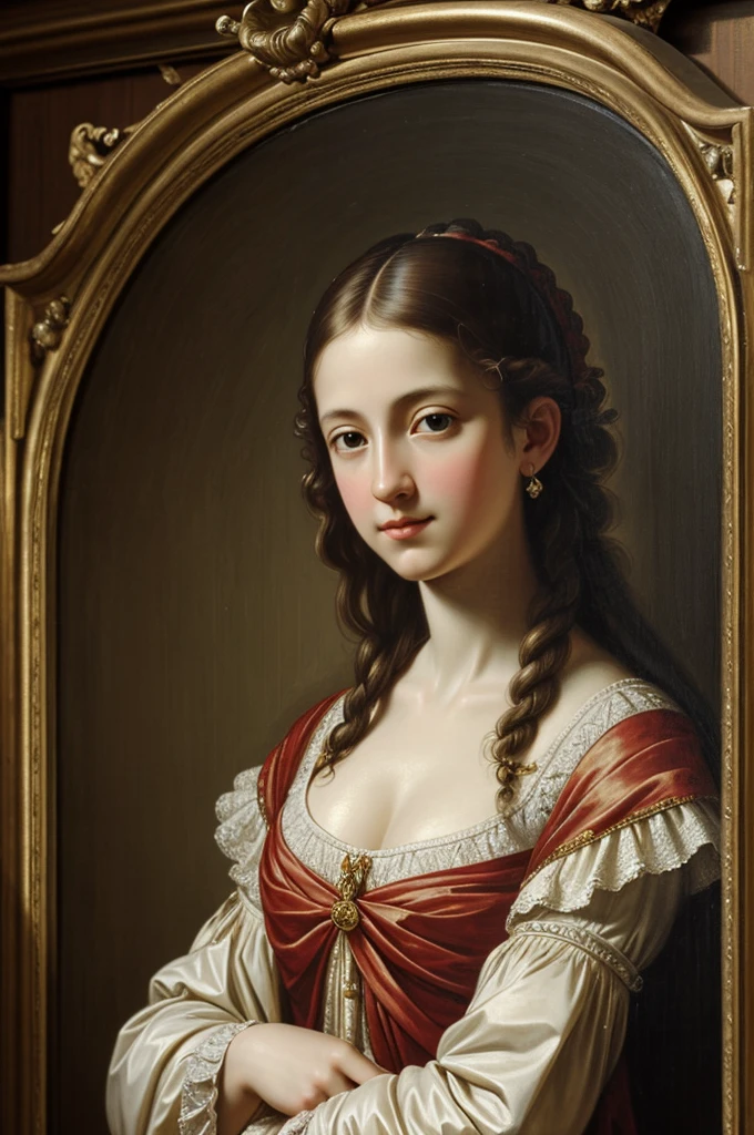 Create a baroque style painting similar to Carvaggio's style , of a 26-year-old blonde man with brown eyes carrying an eight-year-old boy with black hair and vitiligo