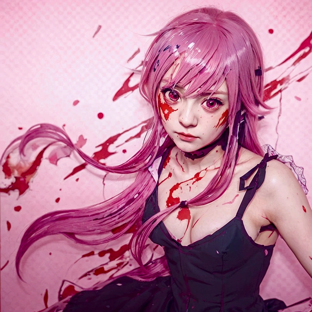 Anime girl with blood on her face and purple hair., Gapmoe Yandere, Gapmoe Yandere Grimdark, yandere, yandere. high, Mirai Nikki, demon anime girl, portrait Gapmoe Yandere Grimdark, travel mirai nikki, seductive anime girl, Gasai Yuno, Pin on anime, Intricate Yandere
