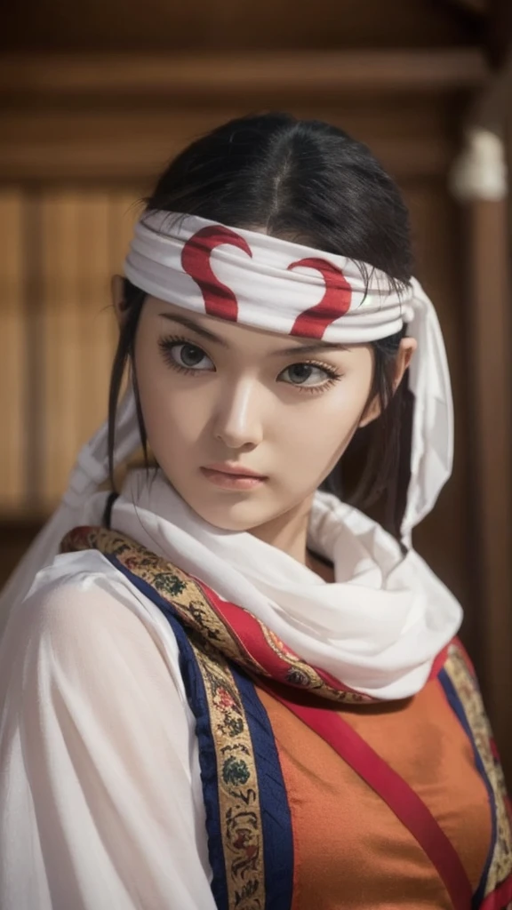 standing alone kyoukai looking at viewer headband extremely beautiful girl posing perfect face detailed perfect detailed beautiful art work