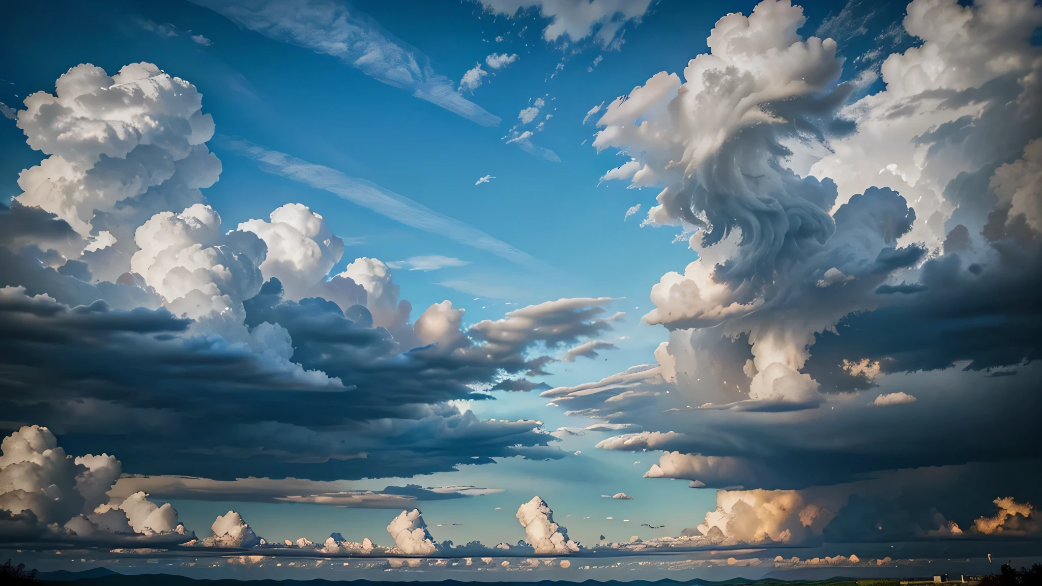 a beautiful detailed cloudy blue sky, highly realistic,extremely detailed sky,photorealistic,cinematic lighting,dramatic clouds,vivid colors,intricate cloud formations,vast and expansive sky,atmospheric perspective,natural lighting,realistic textures,masterpiece