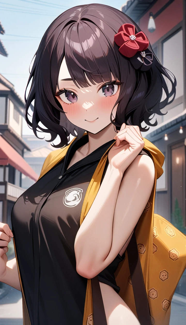 1girl, katsushika hokusai \(traveling outfit\) \(fate\), fate/grand order,Upper Body Shot,perfect hands,cheenes house,masterpiece,very aesthetic,newest,sensitive