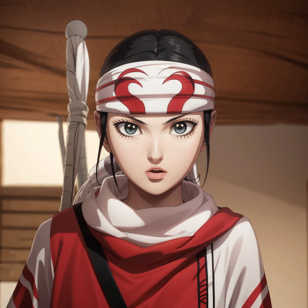 standing alone kyoukai looking at viewer headband extremely beautiful girl posing perfect face detailed perfect detailed beautiful art work tongue out mouth open