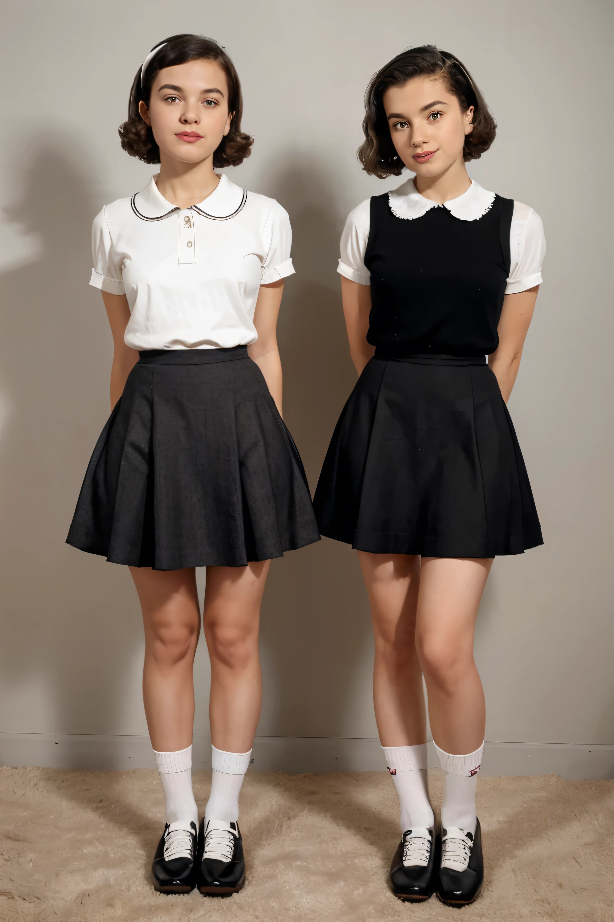 1950s Saddle Shoes
These were black and white Oxford shoes most associated with teenage girls in felt poodle skirts. They were usually worn with a pair of bobby socks— white socks rolled or folded down 2 or 3 times. Generate some feet with these shoes