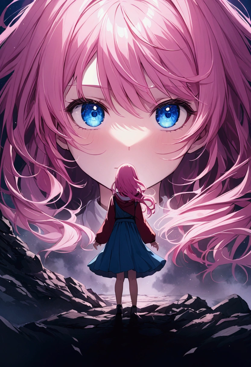 Subversion of the state、Girl with pink hair、blue eyes、Twin Drill、A scene from a movie
