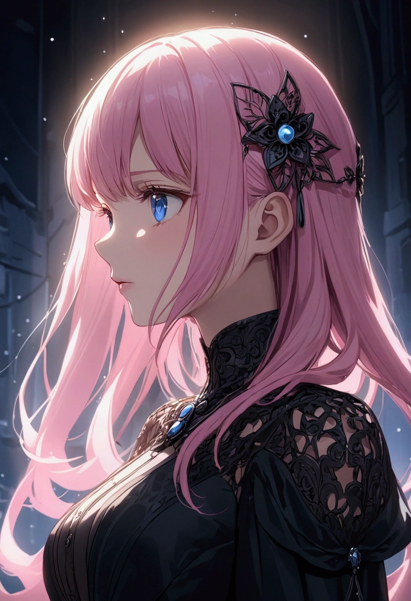 Precision Android、Girl with pink hair、blue eyes、Twin Drill、A scene from a movie