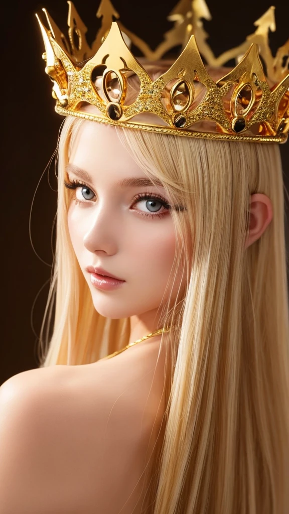 Golden Goddess　gorgeous　crown　America　White　Blonde　Facing directly ahead