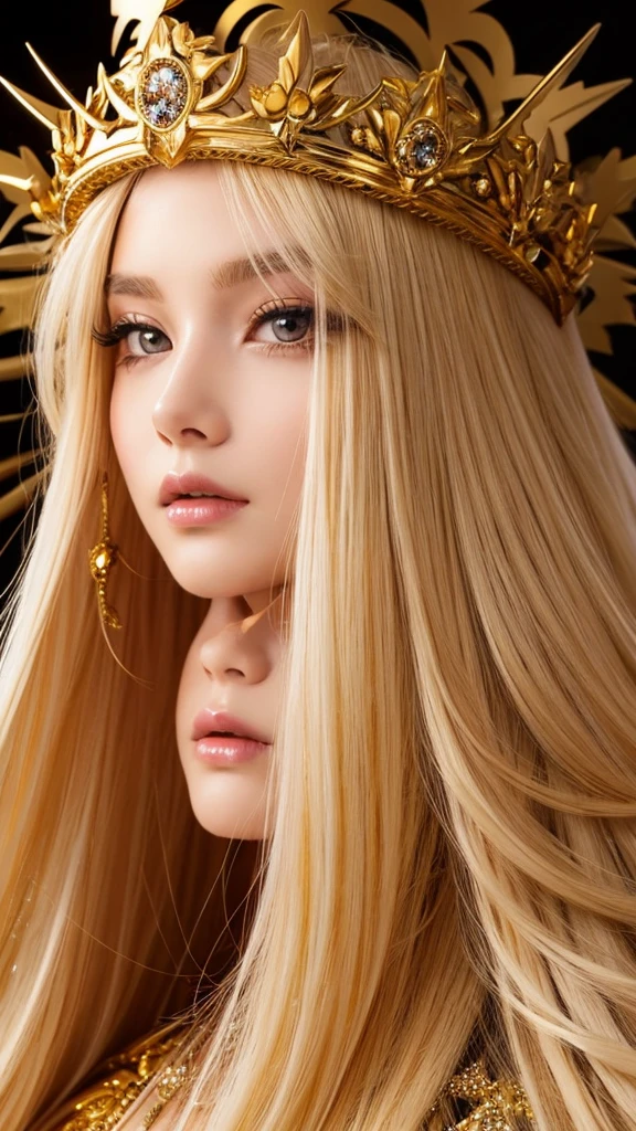 Golden Goddess gorgeous crown White Blonde Facing directly ahead