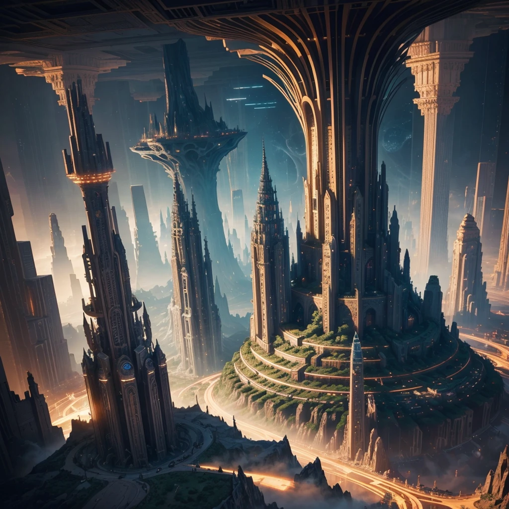 Best Quality，8k，Huge underground city，Underground Labyrinth，mysteriouultidimensional，A world beyond imagination，Different dimension，romantic，High Dimension，Fantasy，Different space，Nature，romantic，A world beyond imagination，Dream world，Skyscrapers，Huge river，masterpiece，最高masterpiece，perfection，