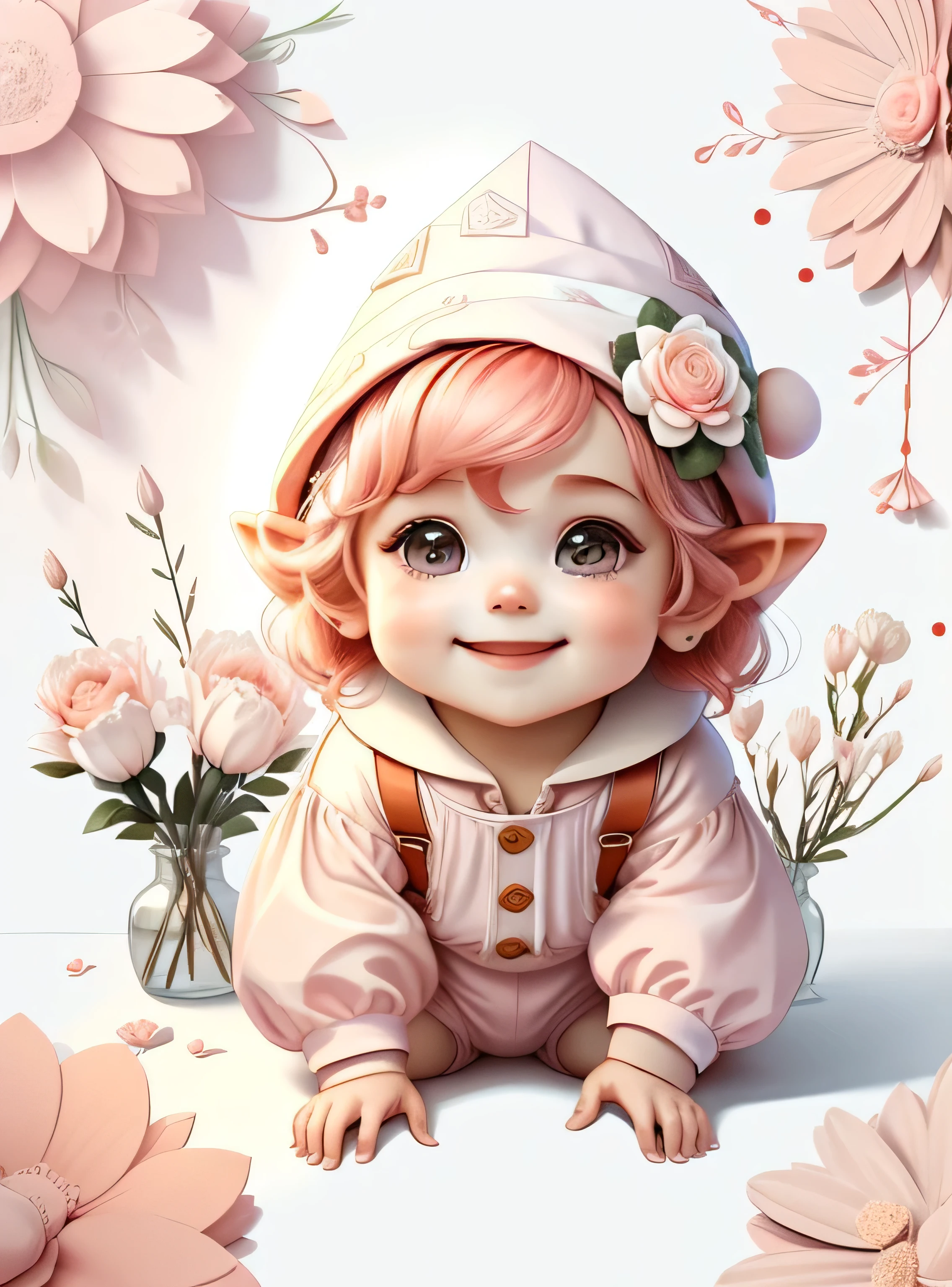 (cute baby gnome smiling with flowers) stylized identical to 1940 |)), padding ,multidimensional geometric wall PORTRAIT, artistry, chibi,
yang016k, comely,(( predominant red color, pink and white romper))
Primary works, top-quality, best qualityer, offcial art, Lindo e Estetaduardo Kobra padding ,multidimensional geometric wall PORTRAIT, artistry, Chibo,detaileds