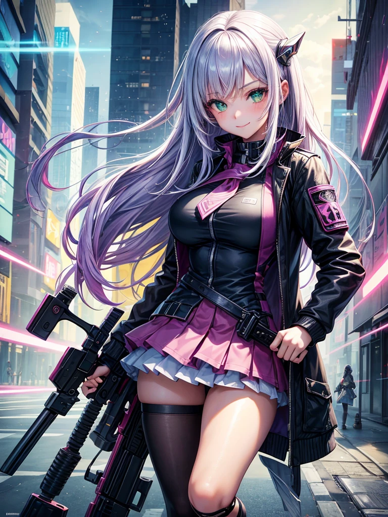 middle School girls，smile，Beautiful girls，Beautiful girl from another world，A whole new beautiful girl，Girl with a weapon in her hand，Cyberpunk uniforms，The best quality to get you horny，Psychic，Wizard，battle，Colorfulな髪色，Perfect Girl，Super cute girl，Cyberpunk Background，Cute uniform，Uniform of the Future，Wearing a cardigan，Long Hair、Sparkling eyes，She has her bangs down，Colorful，Ultra HD，Young girl，sex，Green Eyes，Naughty Girls，Full body image，Big Breasts，Beautiful Girl&#39;s Paradise，Fashion Girl，Naughty Girls，Beautiful Girl Country，High-dimensional beautiful girl，A beautiful girl who transcends everything，Pink Cardigan，So beautiful，Absurd，Beautiful girls，The psychology of beautiful legs，The pinnacle of aesthetics，beauty incarnate