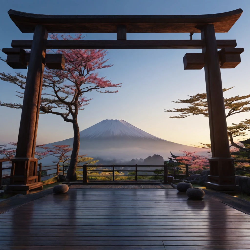 Otherworldly morning, Mysterious, calm feeling, good morning, ancient Japan, appearing from the darkness((best quality, 8K, masterpiece: 1.3))
