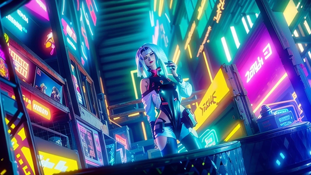 ((2 cyberpunk girls wearing colorful Harajuku style pop outfit)), ((((fisheye lens)))), cowboy shot, wind, messy hair, ((cyberpunk 2077 cityscape)), (cyberpunk aesthetics and atmosphere), bright colors, smiling, ((cinematic lighting))