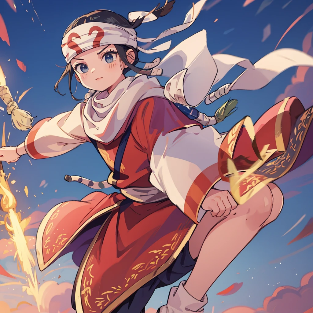 child running bandana on forehead cowl kyoukai