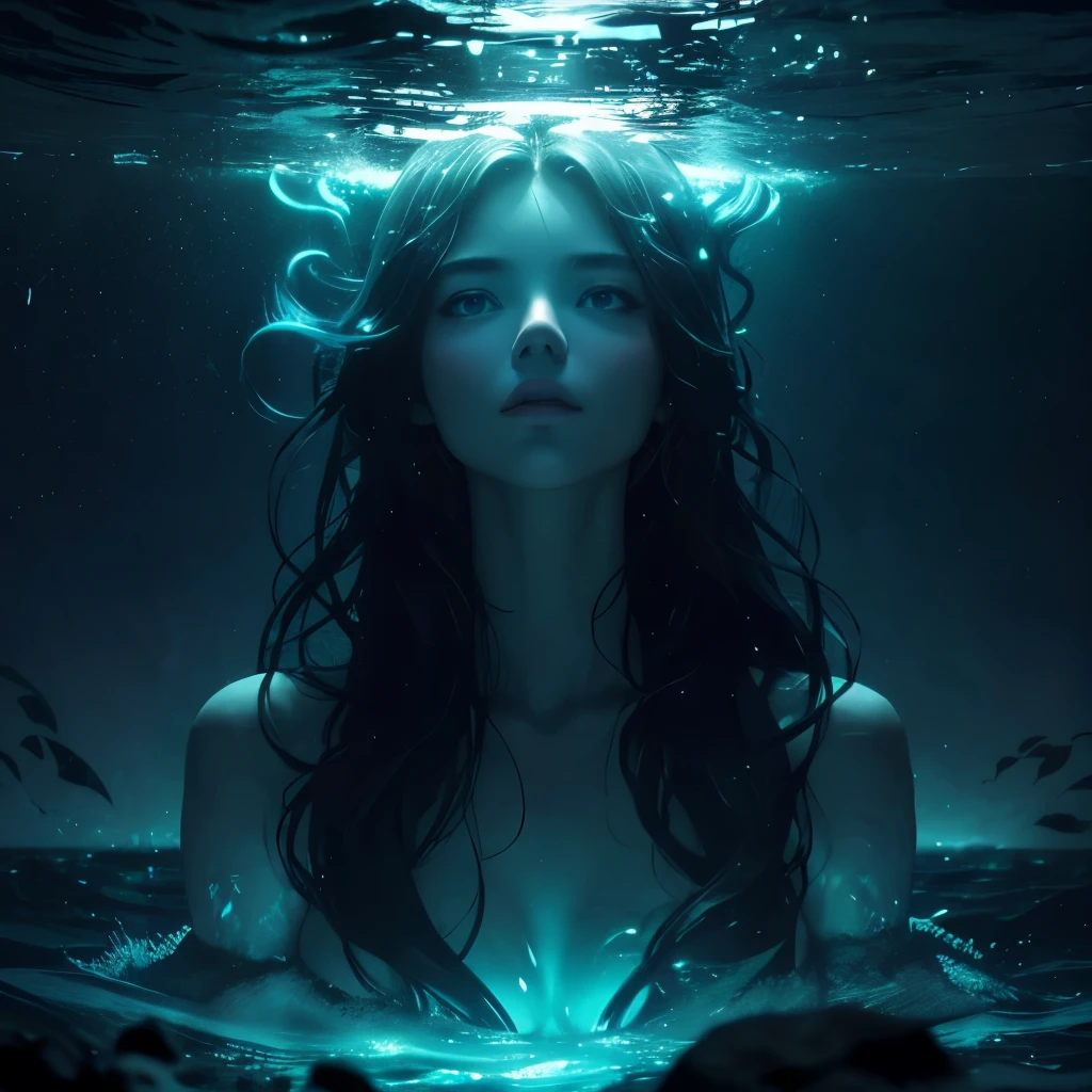 Create an album cover featuring a surreal underwater world with vibrant, bioluminescent creatures, set against a starry night sky. The title of the album is 'Aqua Dreams,' and it should evoke a sense of otherworldly tranquility and mystery. The artist's name, 'Luminis,' should be prominently displayed in an artistic and ethereal font.