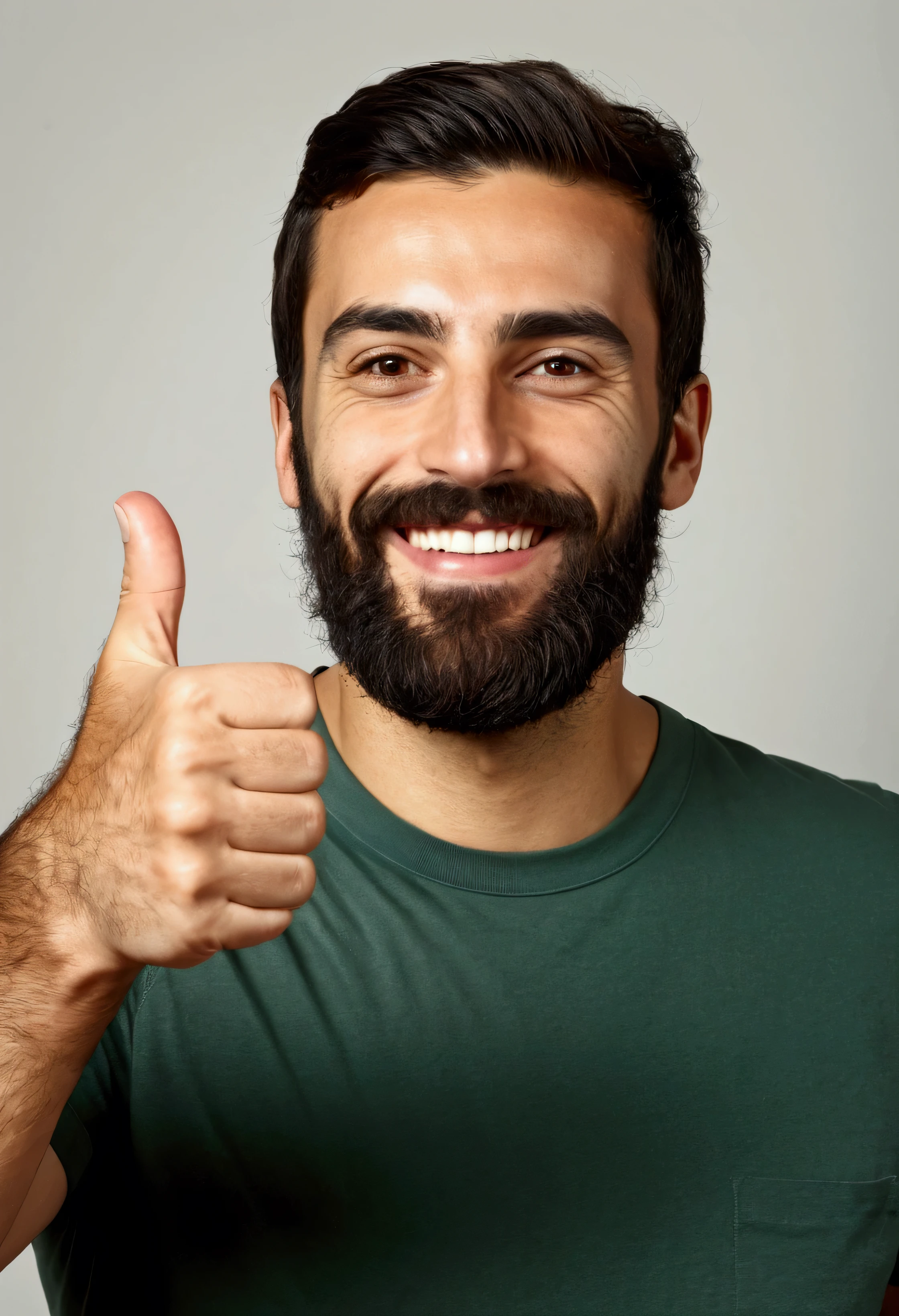 greek man with a beard and a beard holding a toothbrush, thumbs up, giving a thumbs up, man with beard, giving the thumbs up, giving a thumbs up to the camera, bearded man, thin beard, neat beard, thumb up, natural beard, very attractive man with beard, groomed beard, smiling male, doing a thumb up,  