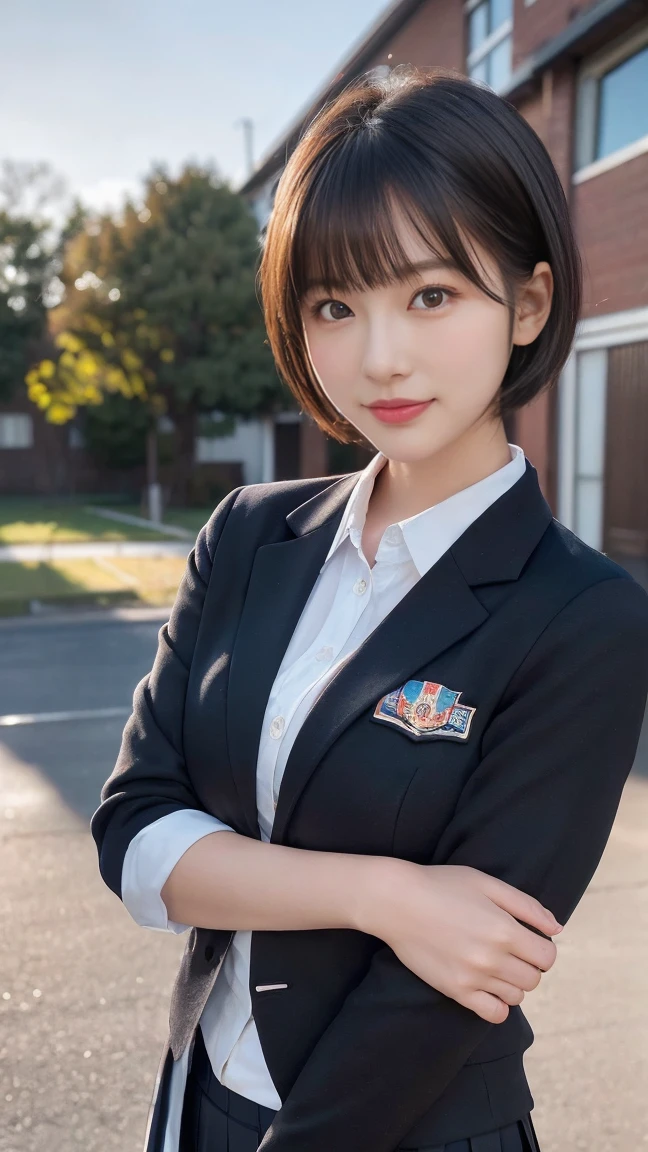 whole body(Highest quality,8K quality,masterpiece:1.3),(超High resolution,photoRealistic:1.4,Live Shooting),(Very detailedな,Caustics,Detailed Background),(ultra-Realistic capture,beautifully detailed skin,Perfect Anatomy),At dusk,Sunset sky,School building,Schoolyard,,cute,single eyelid,Black short hair,School Blazer Uniform,Looking into the camera,A sloppy smile,Bust up shot,Natural light、run-6500-v1.1, (RAW Photos:1.2), (Realistic:1.4), Beautiful detailed girl, Very detailed eyes and face, Beautiful and beautiful eyes, that'Ridiculous, incredibly that'Ridiculous, Large file size, Very detailedな, High resolution, Very detailed, Highest quality, masterpiece, Kemomimi, ((Japanese Girls' High School Uniform)), shape, Very detailed, CG, Unified, 8k wallpaper, wonderful, Finer details, masterpiece, Highest quality, Very detailed CG uniform 8k wallpaper, The light shines on your face, Cinema Lighting, 1 girl, 10 years oldboobs)), ((Dynamic pose))), (Camel Toe), (half), (pantyhose), (Sit with your knees bent))、Black short bob、Sailor suit、Junior high school girl、)))