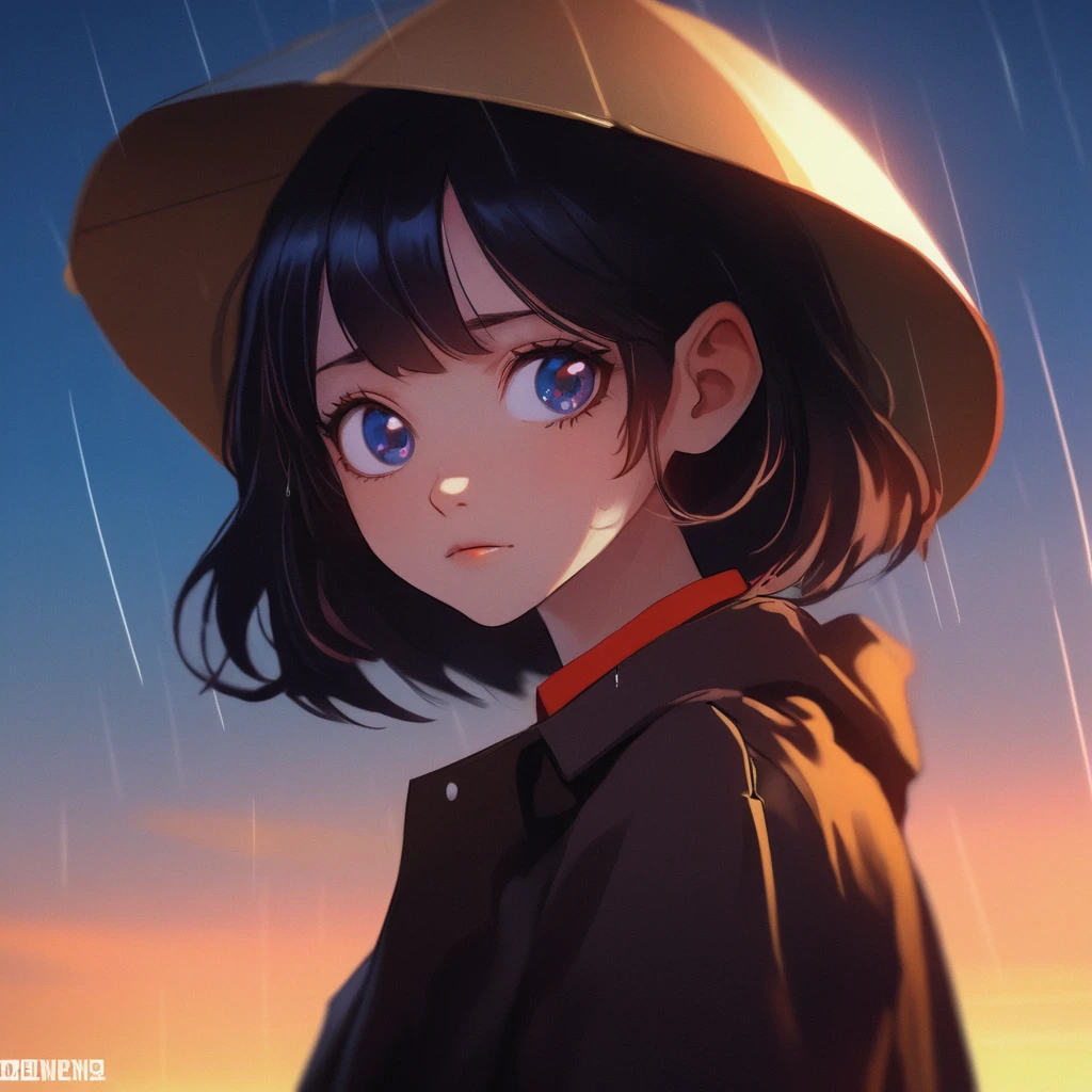Anime girl with her eyes closed in the rain, digital art Ilya Kuvshinov, breathtaking Ilya Kuvshinov, Gweiz-style artwork, Ilya Kuvshinov landscape, Makoto Shinkai Cyril Rolland, Ilya Kuvshinov. 4k yen, it's raining, Art Style : Ilya Kuvshinov, Ilya Kuvshinov style