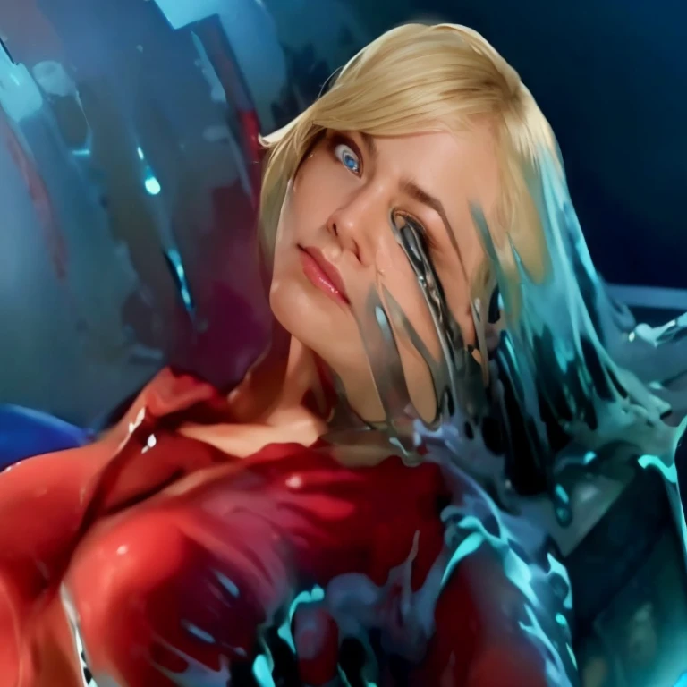 The liquid metal began to pour into the tube, His body was dripping with a lot of liquid metal everywhere., now for the first time he showed an expression across half of his face, extremely sexist and erotic