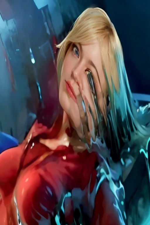 The liquid metal began to pour into the tube, His body was dripping with a lot of liquid metal everywhere., now for the first time he showed an expression across half of his face, extremely sexist and erotic
