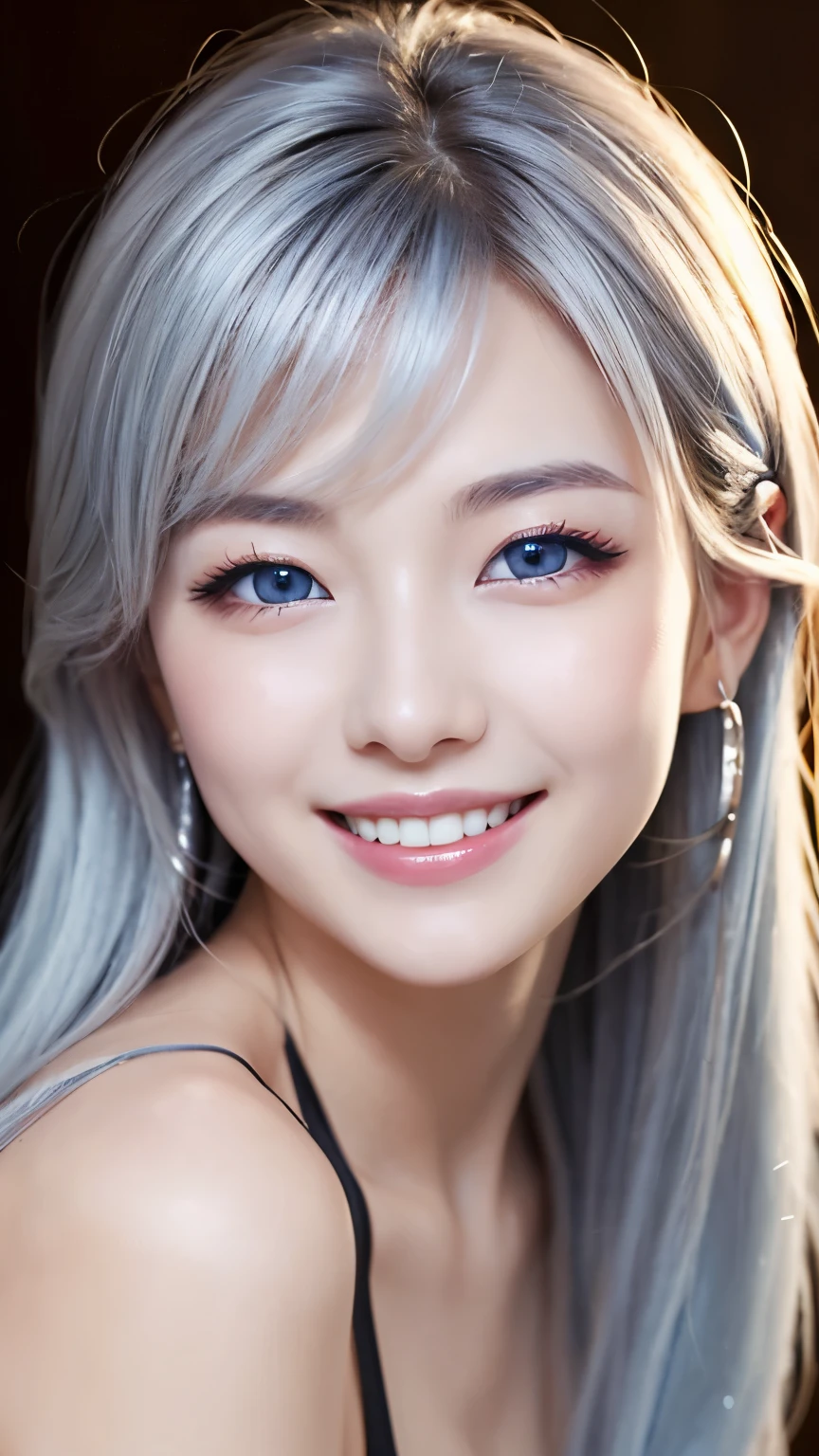 Beautiful Dragon Girl、White skin、blue eyes、Silver Hair、smile、