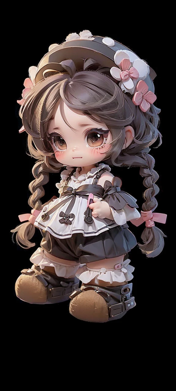 Lolli chibbigirl wearing panda suit with shorts pants, braided hair, outside backyard, happy