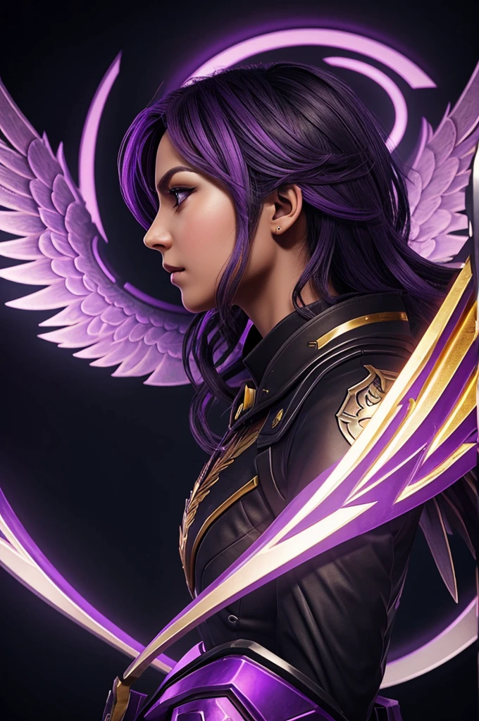 Profile photo that says OW SERAPH with Seraphim theme with purple and gold color with black