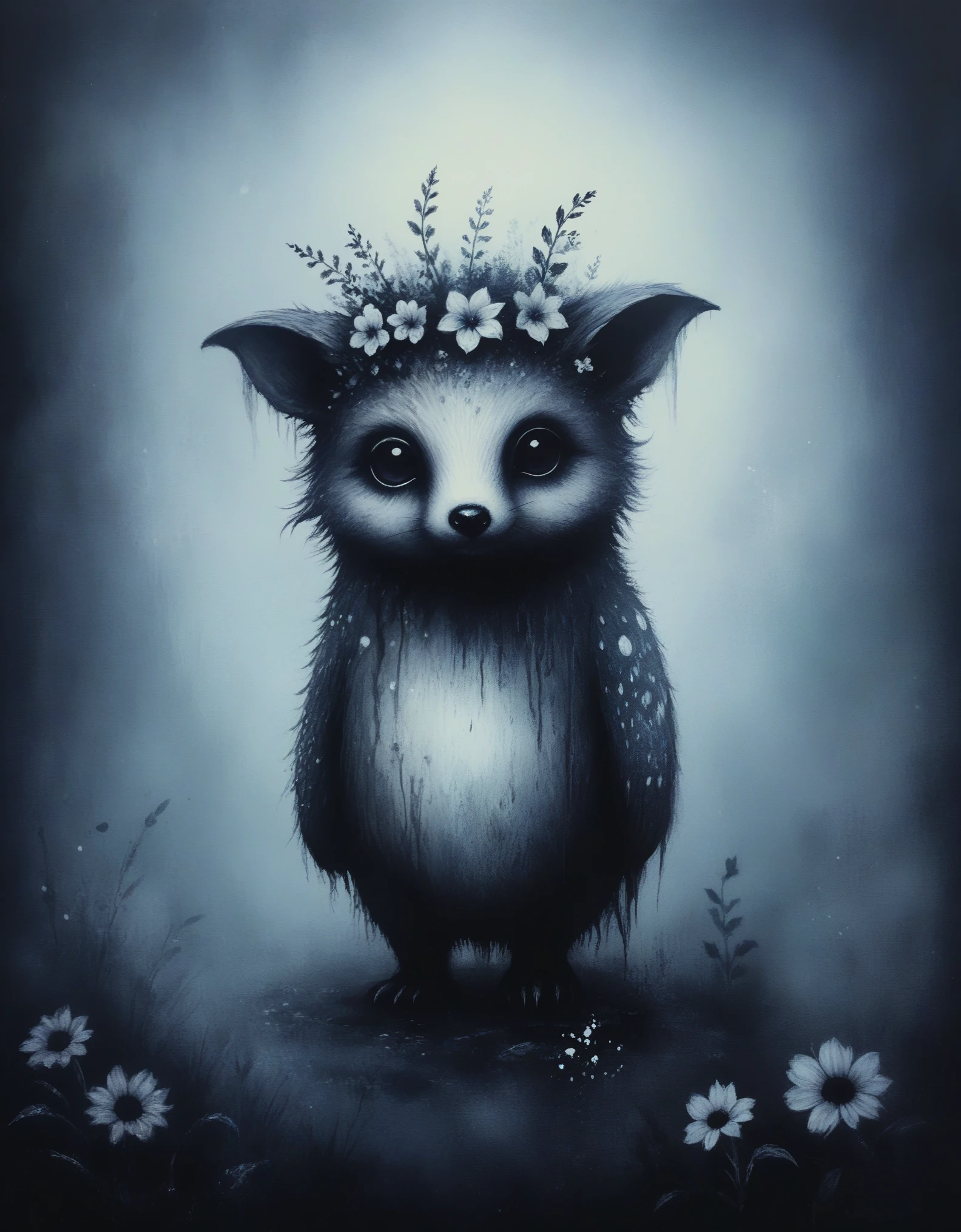 cute magical fantasy animal in the mist, novuschroma64 style