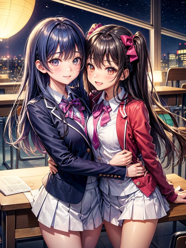 best quality，，smile，blazer，swimsuit，nepal，School，classroom，High-dimensional beautiful girl，Multidimensional beautiful girl，Several girls are depicted，They are hugging each other，Colorful，Different world，Collective of girls，JK，A girl taking off her uniform，future，Sexy and cute，New generation，futureの制服，Ribbon on uniform，Evolution of fashion，middle School girlultiple girls are depicted,harem，idol group，starry sky background，photo shoot，long hair，wearing a cardigan，beautiful girlの国，girl&#39;s paradise，highest quality，big breasts，leather jacket，happy girl,horny girl，Blue eyes，perfect face，standing position，She has her bangs down，fur jacket,Beautiful eyes，smooth hair，perfect eyes，beautiful girl，Angel，Angel Girl，multicolored hair colors，naughty girl，beautiful，High-dimensional beautiful girl，Multidimensional beautiful girl，hoodie，leather jacket，gathering，Group、，