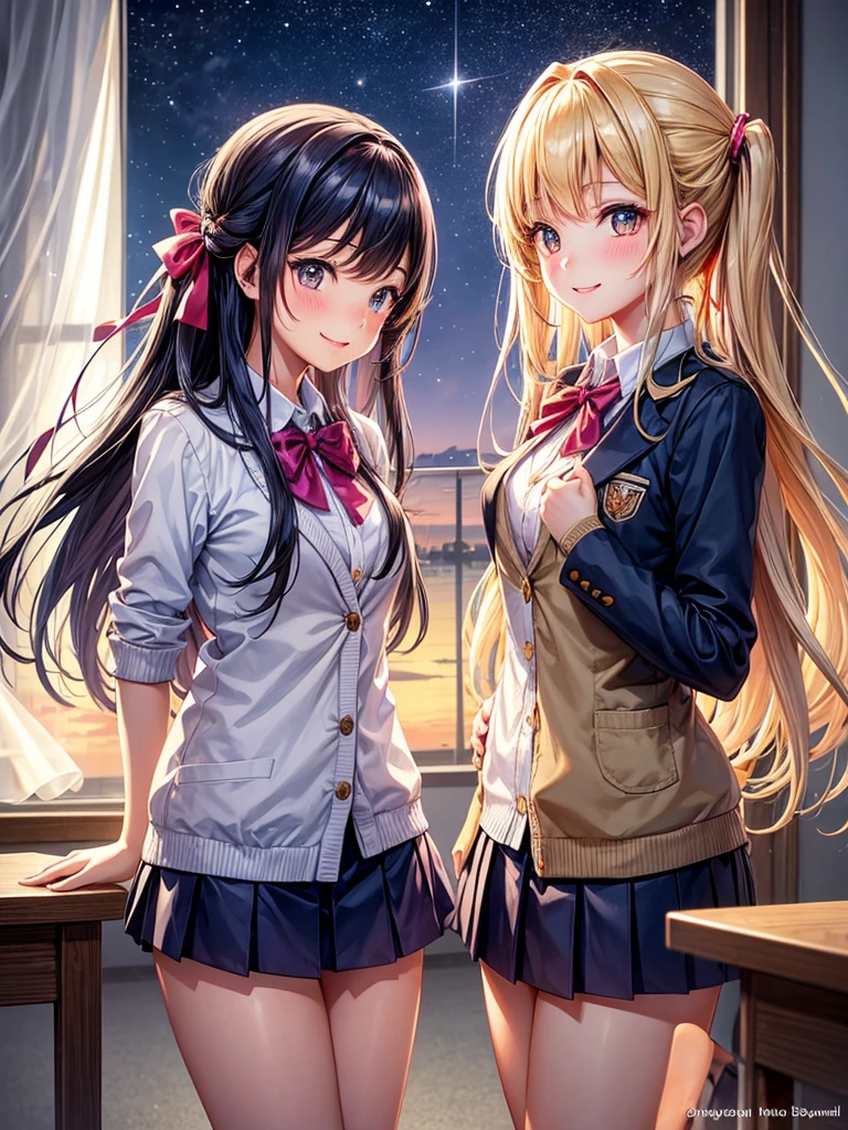 best quality,,smile,blazer,swimsuit,nepal,School,classroom,High-dimensional beautiful girl,Multidimensional beautiful girl,Several girls are depicted,They are hugging each other,Colorful,Different world,Collective of girls,JK,A girl taking off her uniform,future,Sexy and cute,New generation,futureの制服,Ribbon on uniform,Evolution of fashion,middle School girlultiple girls are depicted,harem,idol group,starry sky background,photo shoot,long hair,wearing a cardigan,beautiful girlの国,girl's paradise,highest quality,big breasts,leather jacket,happy girl,horny girl,Blue eyes,perfect face,standing position,She has her bangs down,fur jacket,Beautiful eyes,smooth hair,perfect eyes,beautiful girl,Angel,Angel Girl,multicolored hair colors,naughty girl,beautiful,High-dimensional beautiful girl,Multidimensional beautiful girl,hoodie,leather jacket,gathering,Group、,