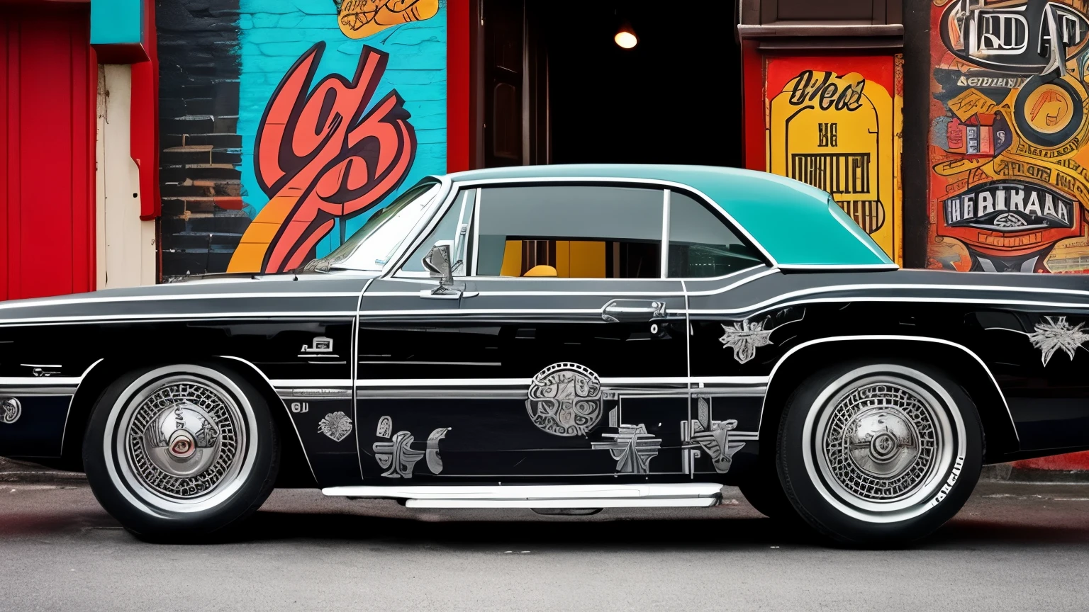 create a rock and roll atmosphere from the 60s, showing the musical side