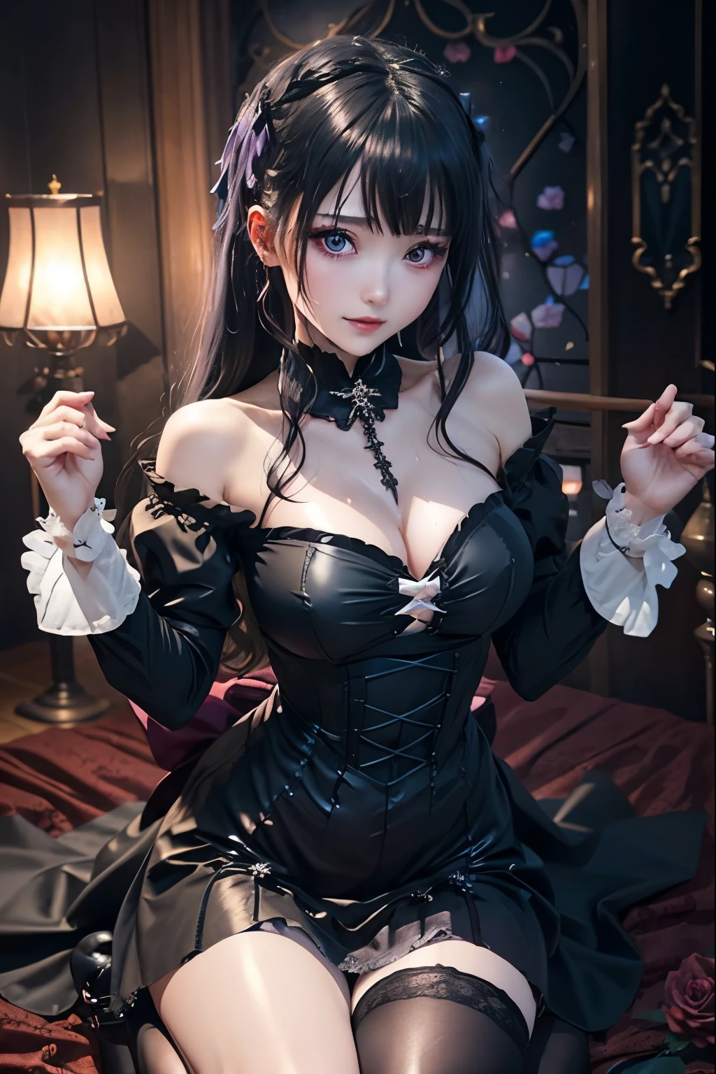 ハードなDark Gothicメイク、Black dark eyeshadow、sad、Good skin radiance、Dark Gothicメイク、Dark smile、palace、The beauty of fragrance、24-years-old、Expressions of intense sexual pleasure、Embarrassed look、Dark Gothic、Highest quality、Expression of sexual pleasure without pain、Drunk face、Purple maid outfit、mysterious、noble、Loving smile、Twin tail hair、Right eye is blue、Left eye is red、Super tempting pose、Platform heel shoes、Heavy makeup、Gothic Lolita Clothing、Silver Hair、Long Hair Straight Hair、Cute Gothic Lolita Dress、Beautiful Face、Elegant face、Attractive face、Stained glassの背景、Chest glistening with sweat、The room is dark、goth long dress、Bell Sleeves、Wizard Sleeve、Decadent look、Sexually excited expression、Wet shiny thigh water、Thighs that are wet and shiny with oil、Background of a room full of roses、Sad look、Rose Maiden、The embroidery is pink、The dress has pink embroidery.、Thigh-high socks、Knee-high socks、Gentle expression、Dark black eyeshadow、Stained glassとバラの背景、Thighs are a little thin、Female Duo、Female couple、dark church background、Stained glass、Black metal world、Dark Castle、Dark Room、Slender body、gothic long dress、Victorian dress、Small breasts、With a glass of wine in your right hand、With a lantern in his left hand、The bed is covered with roses、Her thighs are shining with sweat、My body is wet and shiny、There is a lot of glitter on the thighs、I am sweating、My thighs are sticky with sweat.、My thighs are glistening with sweat、My whole body is sweaty and shiny、I sweated a lot.、My thighs are sweaty、My wet thighs are glistening with sweat.、There is a lot of sweat shining all over my body、Slender body、I rest my head on the pillow、Sleeping in bed、Beautiful legs、Outstretched legs、Lying in bed、Lying on your back in bed、On all fours、Knee Up、Kneel、Put your arms behind your back、Kneeling on the bed、Super beautiful straight hair、Straight hair to the ends、Straight Perm Hair、Show off your thighs、Sit on the bed、Ass on the bed、