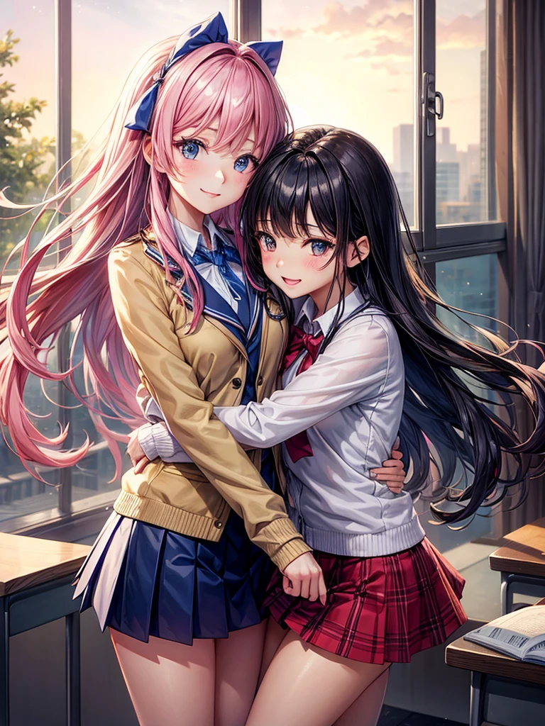 best quality,,smile,blazer,swimsuit,nepal,School,classroom,High-dimensional beautiful girl,Multidimensional beautiful girl,Several girls are depicted,They are hugging each other,Colorful,Different world,Collective of girls,JK,A beautiful girl who transcends fairies,A girl taking off her uniform,future,Sexy and cute,New generation,futureの制服,Ribbon on uniform,Angelを遥かに超えた可愛さ,Evolution of fashion,middle School girlultiple girls are depicted,harem,idol group,starry sky background,photo shoot,long hair,wearing a cardigan,beautiful girlの国,girl's paradise,highest quality,big breasts,leather jacket,happy girl,horny girl,Blue eyes,perfect face,standing position,She has her bangs down,fur jacket,Beautiful eyes,smooth hair,perfect eyes,beautiful girl,Angel,Angel Girl,multicolored hair colors,naughty girl,beautiful,High-dimensional beautiful girl,Multidimensional beautiful girl,hoodie,leather jacket,gathering,Group、,