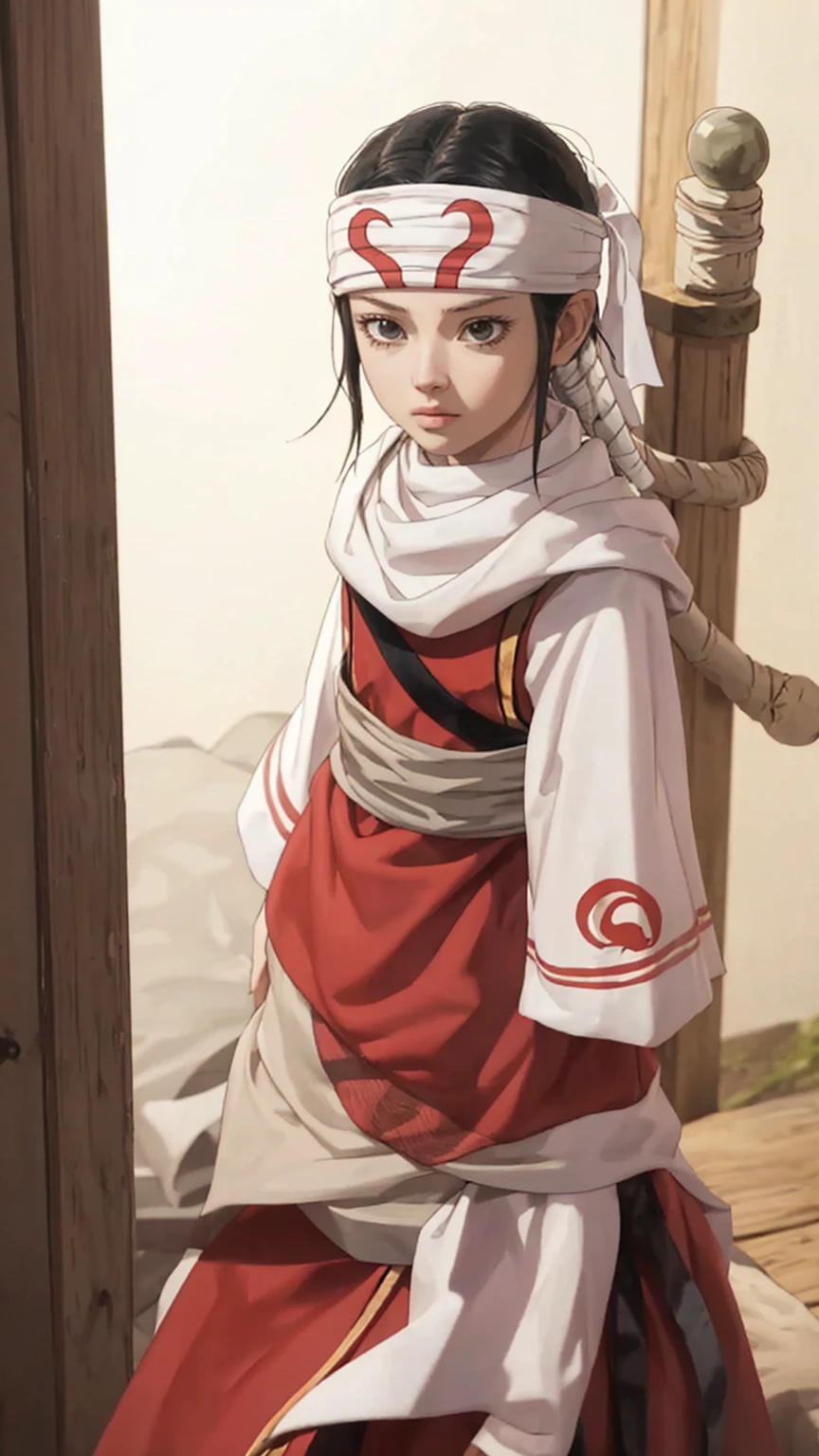   standing bandana on forehead cowl kyoukai sweet childding small room sentry