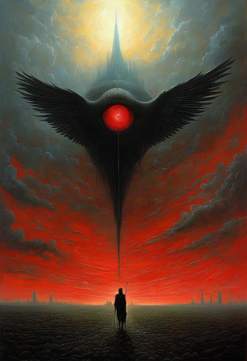 Mythical creatures, author：Zdzislaw Beksiński、Angel、Holy War、Big eye in the sky、Red/Black