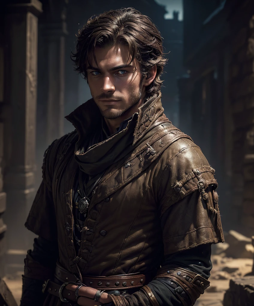 score_9, score_8_up, score_7_up, ( (((Solo focus)))(((1boy))) (((Attractive male adventurer in 18th century attire.))) (((Appears to be 20 years old with youthful looks.))) (((Dark, eerie and sinister background at night.))) (Design an epic, handsome, dashing adventurer for a fantasy setting.  Very sexy male character.  Perfect physique.(backlighting:0.7), film grain, photographed on a Sony A7R IV, 18mm F/1.7 cine lens, Dungeons & Dragons character portrait, intricate details, solo focus, unreal engine, sharp focus, dappled lighting, (backlighting:0.7), film grain, photographed on a Sony A7R IV, 18mm F/1.7 cine lens,  He is an attractive, rugged, handsome young adventurer.