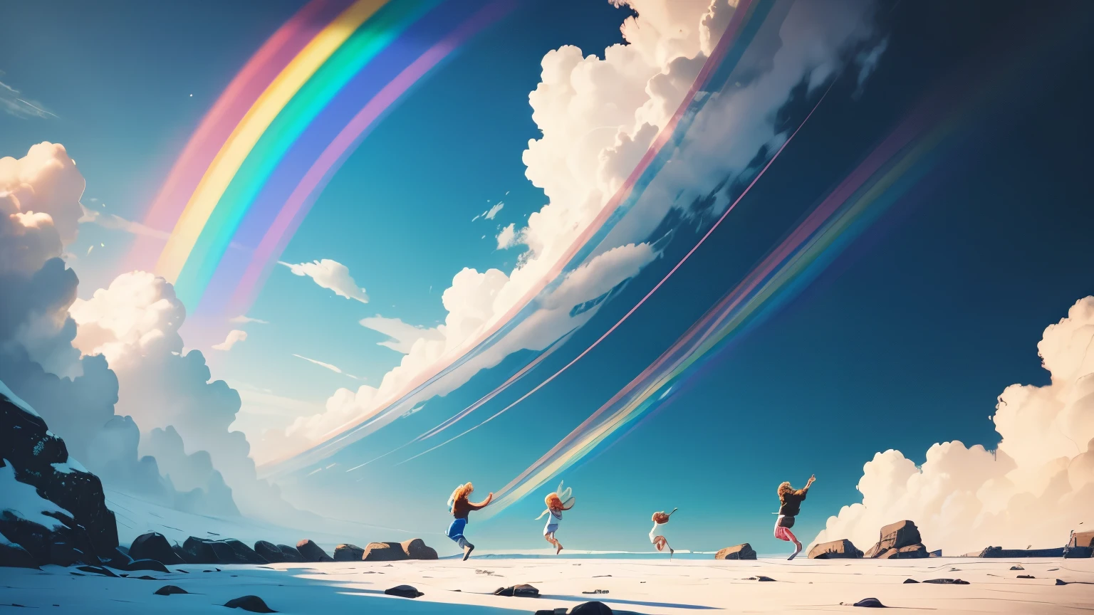 [Verse]
Colors in the sky
Feel them passing by
Chasing dreams so high
Living life so fly

[Verse 2]
Running through the breeze
Heartbeats never freeze
Moments like these
Bring me to my knees

[Chorus]
Chasing rainbows
Wherever we go
In the sunlight glow
We find our flow

[Verse 3]
No path set in stone
We're never alone
Adventure is our own
In the great unknown

[Bridge]
Eyes wide open now
Dreams we won't allow
To fade or disavow
We'll make our vow

[Chorus]
Chasing rainbows
Wherever we go
In the sunlight glow
We find our flow