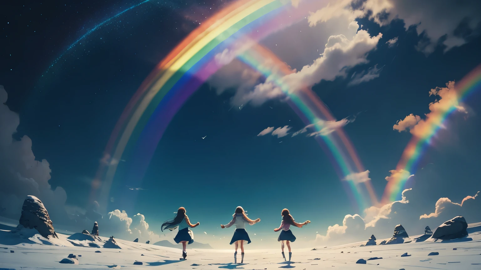 [Verse]
Colors in the sky
Feel them passing by
Chasing dreams so high
Living life so fly

[Verse 2]
Running through the breeze
Heartbeats never freeze
Moments like these
Bring me to my knees

[Chorus]
Chasing rainbows
Wherever we go
In the sunlight glow
We find our flow

[Verse 3]
No path set in stone
We're never alone
Adventure is our own
In the great unknown

[Bridge]
Eyes wide open now
Dreams we won't allow
To fade or disavow
We'll make our vow

[Chorus]
Chasing rainbows
Wherever we go
In the sunlight glow
We find our flow