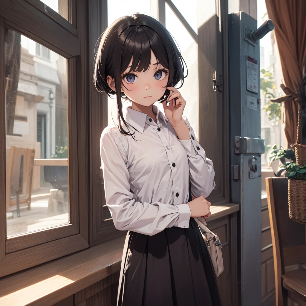 A GIRL of 8 years old, Wear a Nedian dress with long sleeves under this white collared shirt.. 