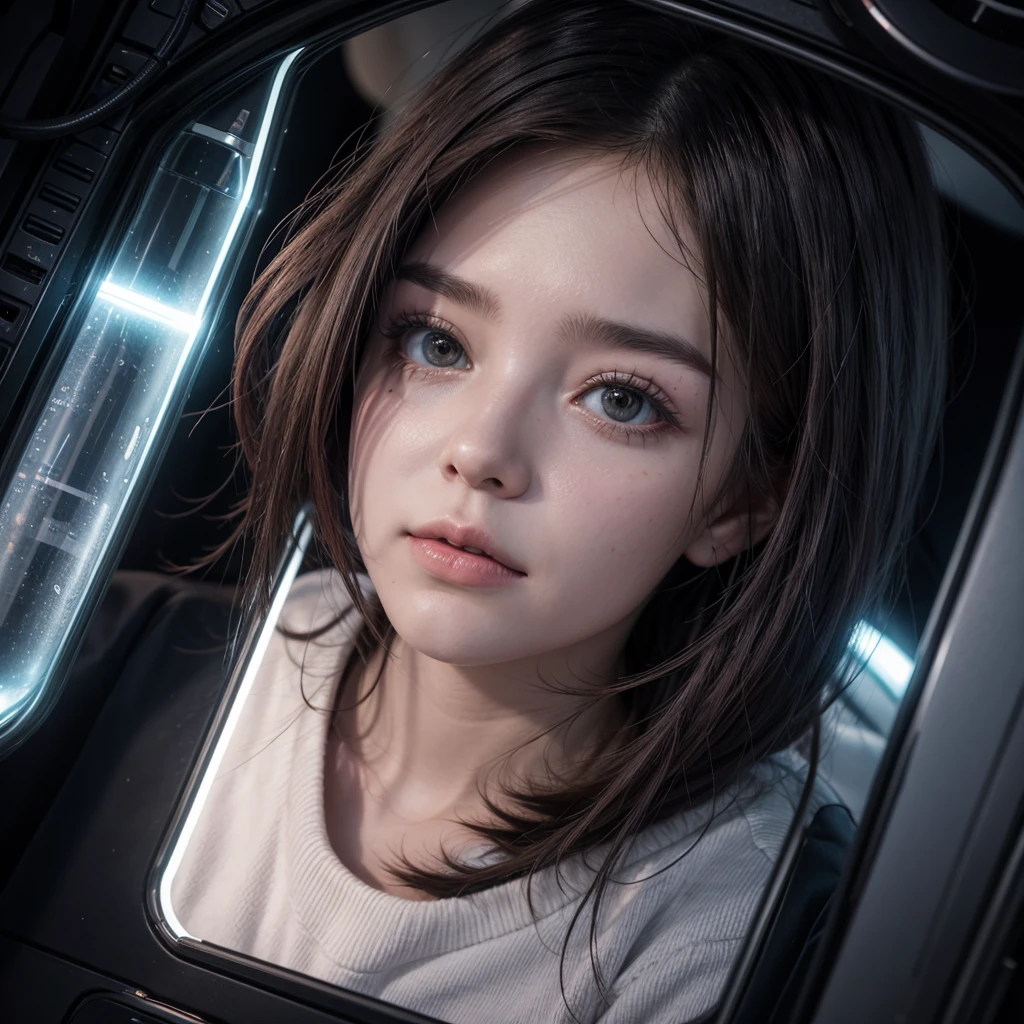 Heart of a human that reflects futuristic hate and love