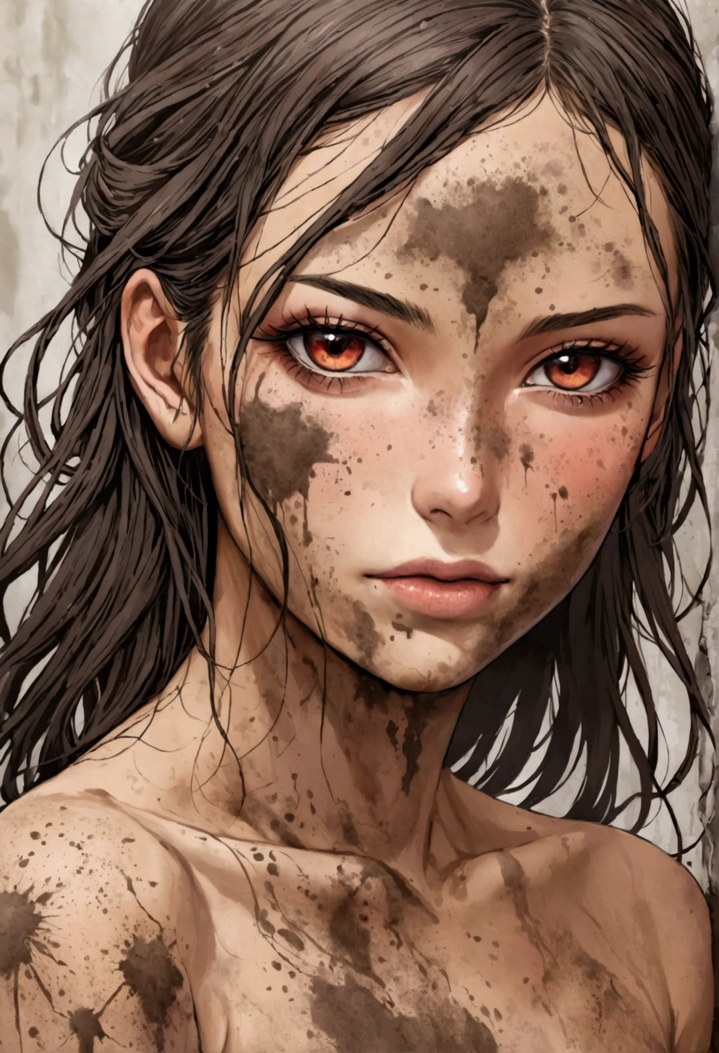Naked and dirty woman